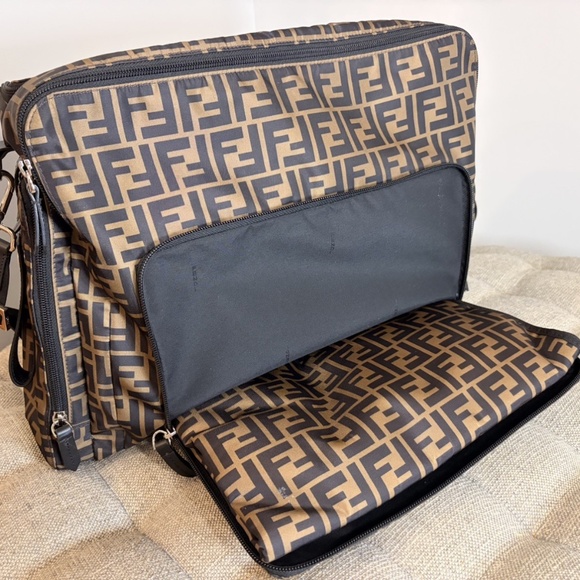 Fendi FF Logo Changing Diaper Bag Brown Monogram 7VB013 AFV5